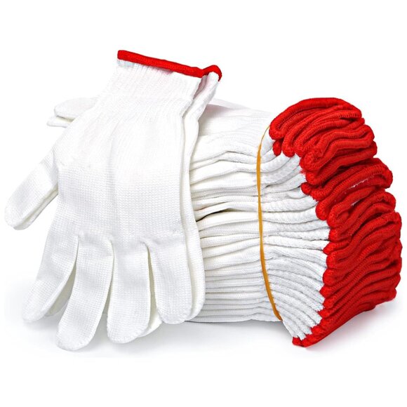 PAKNADA Cotton Work Gloves 12Pairs Breathable Knit Safety Gloves Red Cuff DIY - Picture 12 of 12